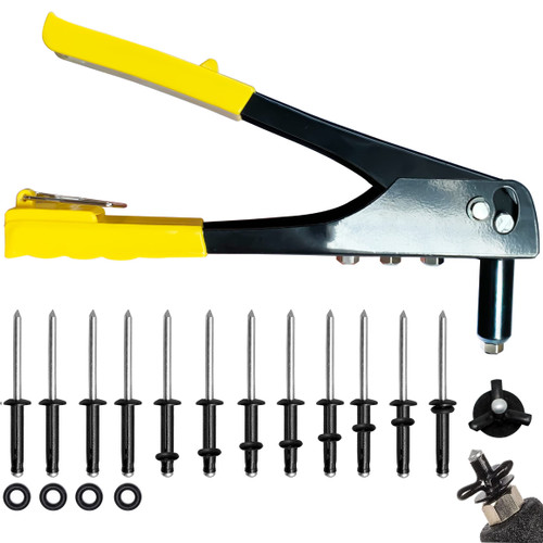 NVAAV Kayak Rivet Gun Kit with 18Pcs Waterproof Tri-Grip Rivets, Yellow