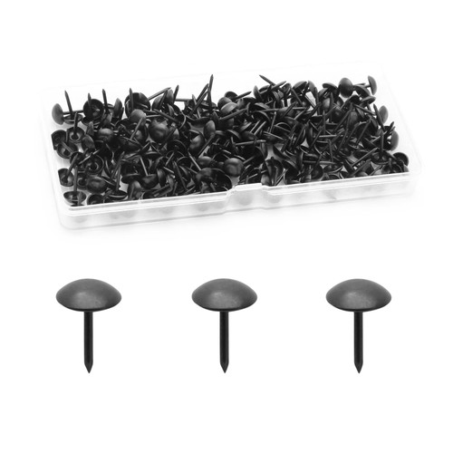 Rierdge 200 Pcs Metal Upholstery Tacks, Thumb Tacks, Black, 13mm×7.5mm