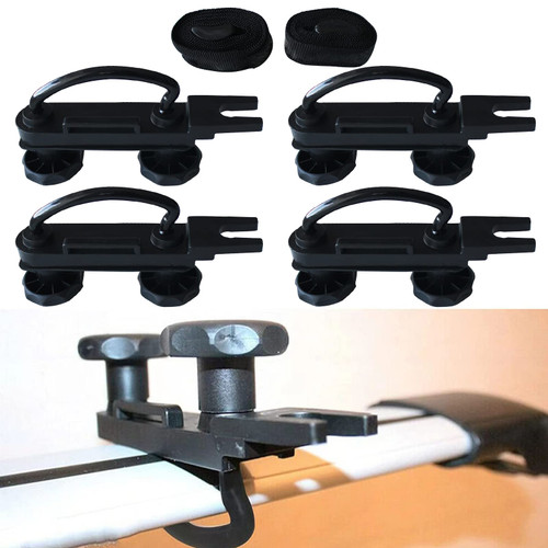 Universal Roof Box U-Bolt Clamps 4 PCS, 8 Lock Nuts, 2 Straps