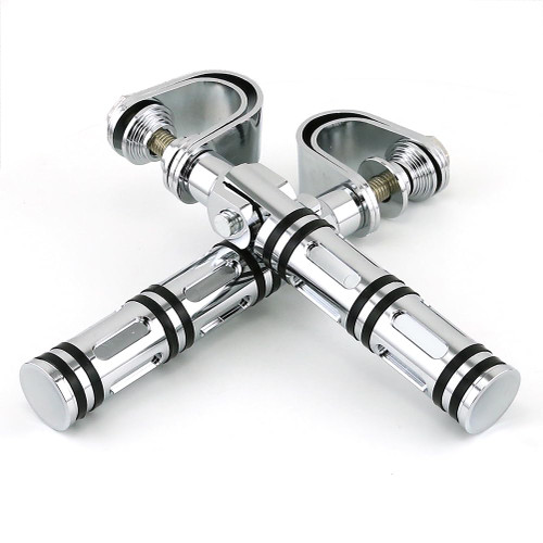 Bravedog Motorcycle Highway Foot Pegs Rest Black 25-32mm Engine Guard Crash Bar Footpegs Clamps for Touring Road Glide Road King Softail Dyna Universal