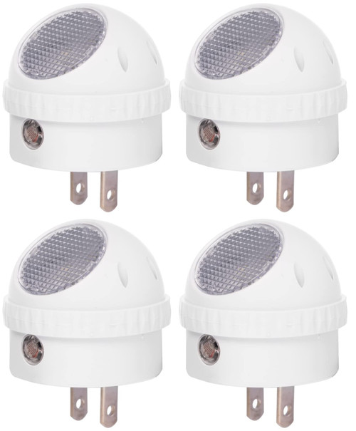 Projectpak Plug in Night Light with Cool White LED, 360° Rotation and Dusk to Dawn Sensor for Kids Bedroom, Hallway, Stairs, Bathroom | 4 Pack