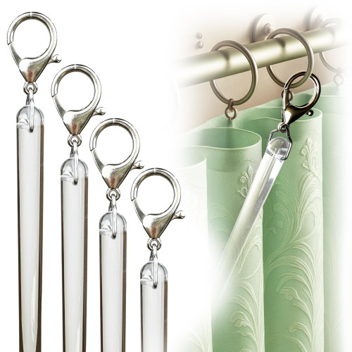 24 inch (4 Pack) All Clear Acrylic Curtain Pull Wand - Clear Curtain Wand