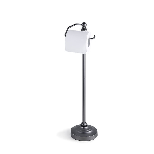 SunnyPoint Deluxe Free Standing Heavy Weighted Toilet Tissue Paper Roll Holder Stand (Black Nickel)