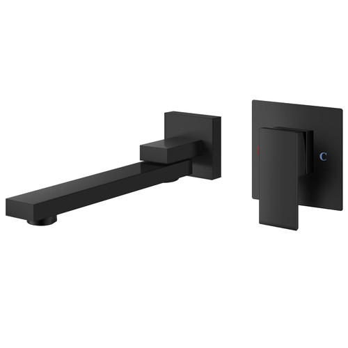 Aolemi Wall Mount Tub Faucet,Rotating Spout with Valve,Matte Black