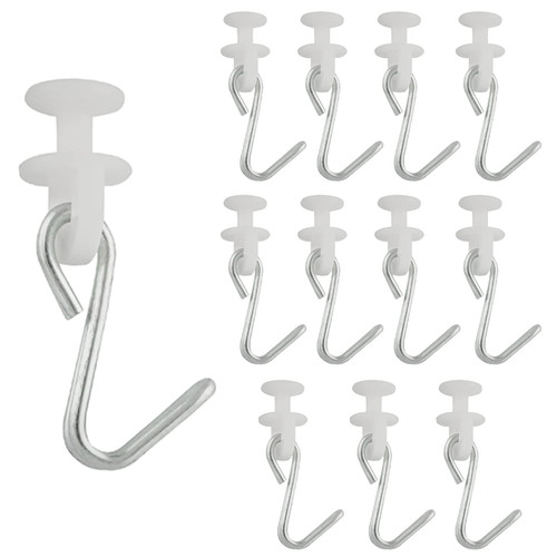 Curtain Carriers Glide ZZLZX 12 Sets Button Carrier Sliders with Metal Hook for Curtain Tracks, Shower Curtain Carriers Rollers and Hooks