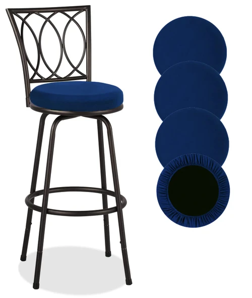 Deisy Dee 4PCS Round Bar Stool Seat Covers Stretch Round Chair Covers for 13-16 Inch Stool Chair (Navy)