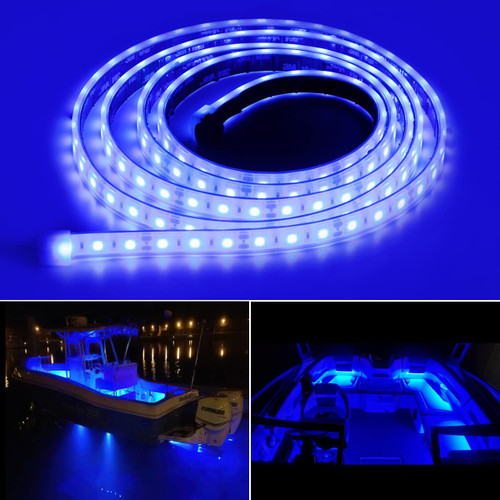 ROLiGHTiC Marine Submersible Boat LED Strip Lights, 12V 4FT IP68 Waterproof