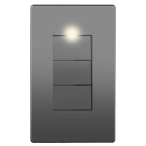 LIDER Lighted Triple Switch, Combination Frameless Decorator Switch, 15A