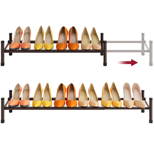 Tajsoon Expandable Shoe Rack for Closet 1 Tier, 28“-41“Stackable, Bronze
