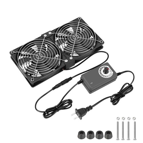Dual 120mm AC Powered Fan, 110V-240V AC to DC 12V Variable Speed Fan