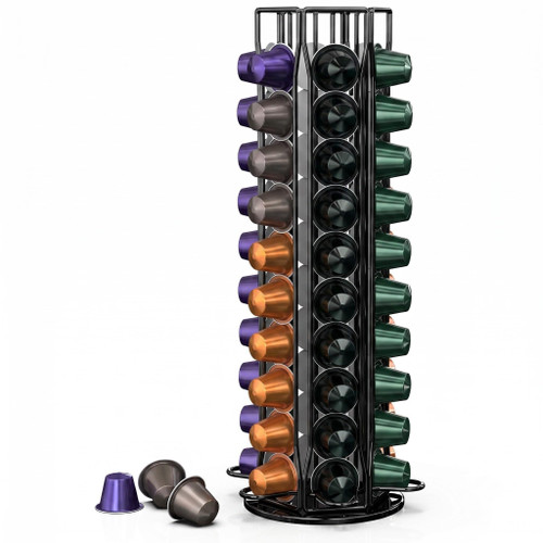 Rotating Coffee Pod Holder for Nespresso Original, Holds 60 Pods, Black