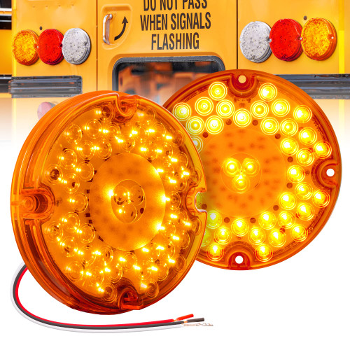 TRUE MODS 2pc 7" Round LED Turn Signal Tail Light for School Bus Truck