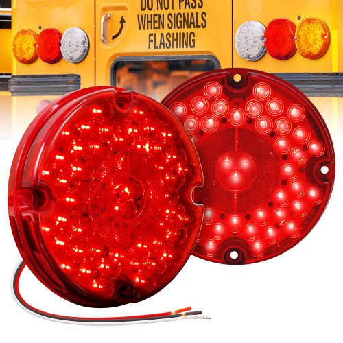 TRUE MODS 2pc 7" Round LED Stop Brake Tail Light for School Bus Truck