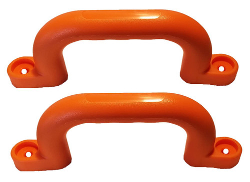 APSI Plastic Handle Grab Bar for Playground Equipment, Climbing Walls, Doors, Drawers, Trees, Camper, Motor Home, Barn Door, Bunk Bed and More, Sturdy All Weather Material, Pack of 2 (Orange)