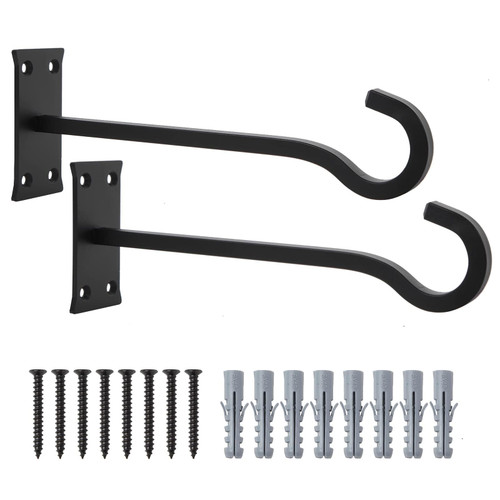 QIEGL 10inch Metal Plant Hangers, Heavy Duty, Black, 2pack