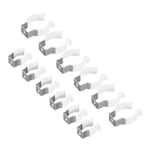 MECCANIXITY T5 T8 U Clips Holder Bracket for LED Light Bulb Mounting Bracket Support Stainless Steel Fluorescent Tube Holder Pipe Clamps Spring Holder Tool Clips, White Pack of 12