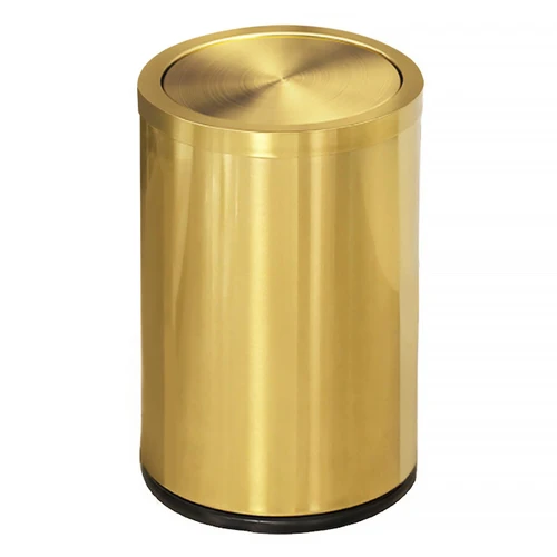 JINYCOME Brushed Gold Bathroom Trash Can with Swing Lid 8Gallon,Stainess Steel Rectangle Garbage Can Wastebaskets for Kitchen Home Office Restaurant Commercial Using (Gold 2)