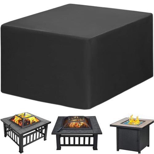 Amberr Fire pit cover,600D Heavy Duty fire pit cover square,Waterproof outside firepit covers, All weather Resistant (Square - 32”L x 32”W x 16”H)