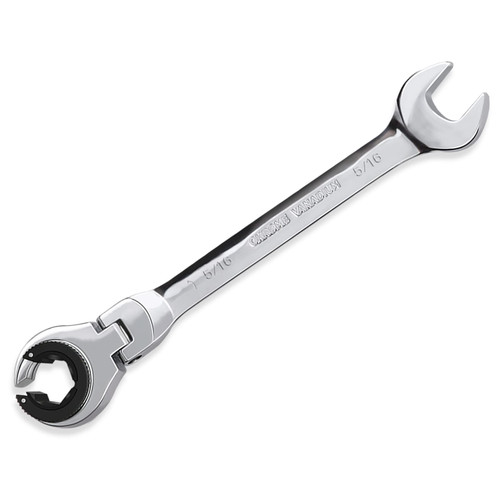 LOSCHEN】1PCS 5/16 Open Flex-Head Ratcheting Wrench, SAE Ratcheting Spanner with 72 Teeth, Chrome Vanadium Steel Tubing Ratchet Spanner