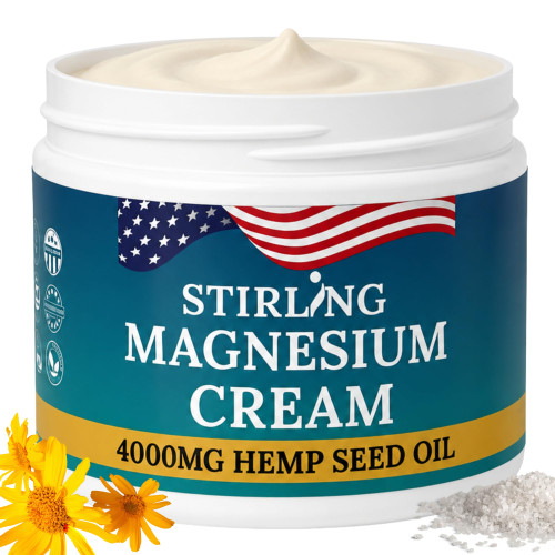 STIRLING Magnesium Cream for Legs, Shoulders, Muscle & Joint Relief, 4 oz