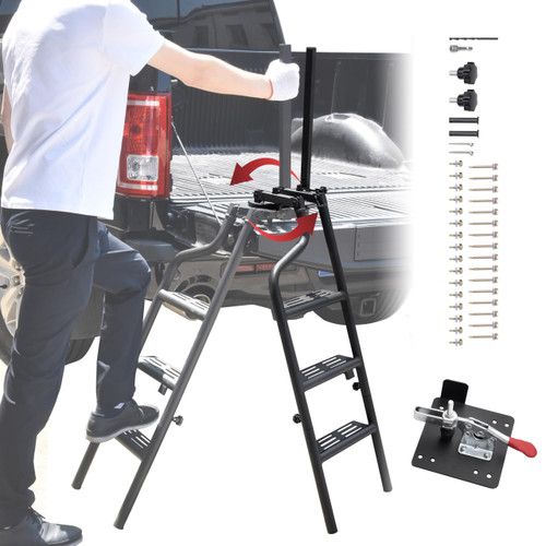 POKIAUTO 45" Rotatable Universal Pickup Truck Tailgate Ladder with Handle