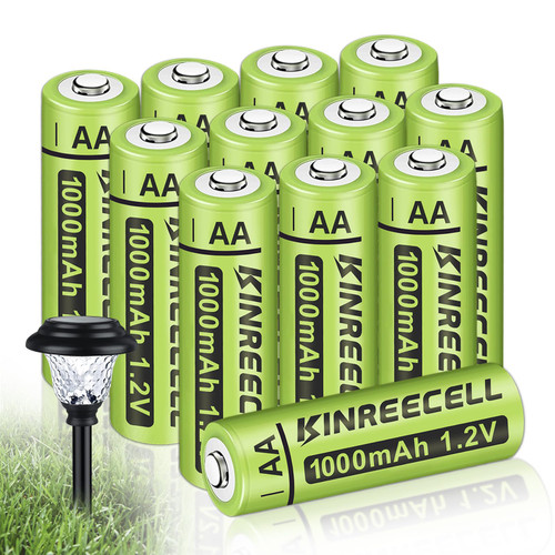 KINREECELL Rechargeable Solar AA 1000mAh Batteries for Outdoor Solar Lights