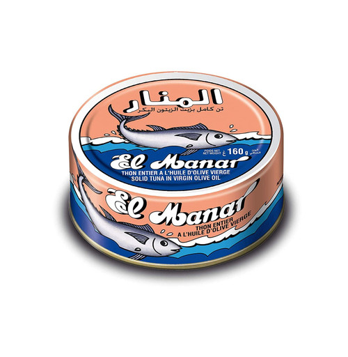 El Manar Solid Light Tuna in Olive Oil- 5.6 oz Pack of 3 - Canned Tuna Fish in Virgin Olive Oil – Wild Caught Fresh Tuna in Oil - Non-GMO - Gluten Free Tuna