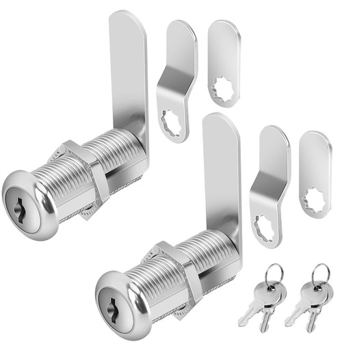 Cylinnda Cabinet Locks with Keys, 1-1/2" Long Cam Locks keyed Alike, Cabinet Cam Lock Set for Cabinets, RV Storage, Tool Box, Thick Drawer, Zinc Alloy (2 Pack, 1-1/2 Inch)