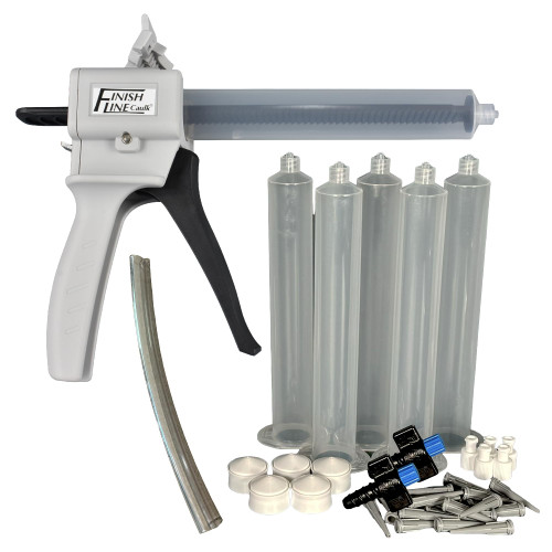 Finish Line Caulk Precision 55 ML Dripless Syringe-Style Caulk and Sealant Applicator – Empty Syringe Barrels, Fine Tip Nozzles, Caps & Easy-Fill System – Ideal for Caulking, Adhesives, and Sealants