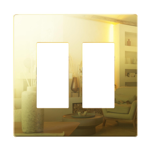 LIDER Double Decorator Wall Plate, Mid-Size 2-Gang, Mirror Glass Gold