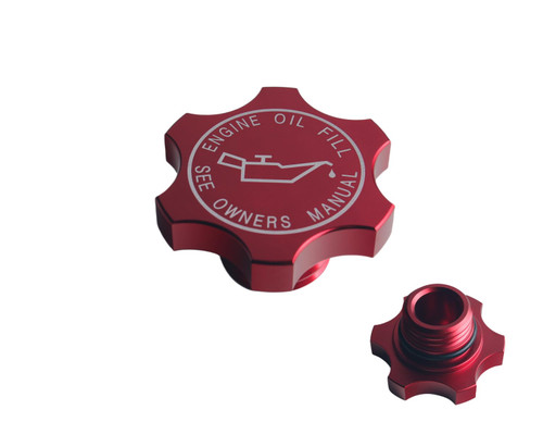 DEWHEL Aluminum Engine Oil Filler Cap W/O-ring Compatible with Chrysler Dodge Jeep Ram Mitsubishi Mini 1993-2020 Ref.Number 10111 MO111 31118, 80990 80984 53013775AB Red