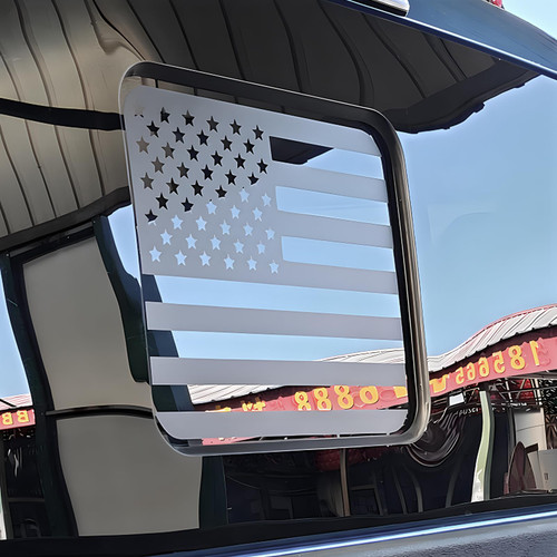 Fits Ford F150 F250 F350 2022 2023 2024 2025 2026 Rear Middle Back Sliding Window American US Flag Vinyl Decal Matte Black Exterior Accessories