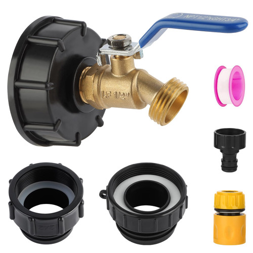 275-330 Gallon IBC Tote Hose Adapter, 3-Size IBC Tote Adapter (1/2" Male NPT Inlet ×3/4" Male GHT Threaded)