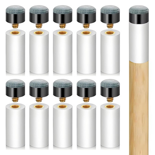 uadbau Pool Cue Tips Replacement Kit - Screw On Pool Stick Tips, Billiard White Ferrules, No Need Glue or Clamp for Snooker and Pool Cues, 12mm/13mm, 5pcs Each (Blue)