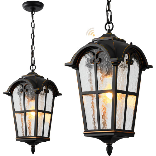 OPAXIS Black Large Outdoor Pendant Lights with Gold Trim, 100% Aluminum