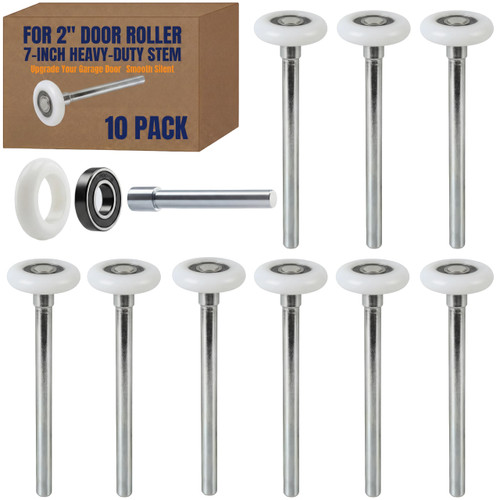 10 Pack 7" Stem 2" Sealed Nylon Commercial Garage Door Roller, Ultra Quiet Long-Lasting Durable High Load, Use 6200 Double Seals Precision Bearings for Home&Commercial