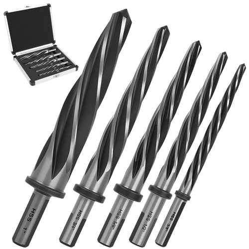 5 Piece M2 HSS Taper Chucking Reamer Set, 1", 3/4", 5/8", 1/2", 3/8"