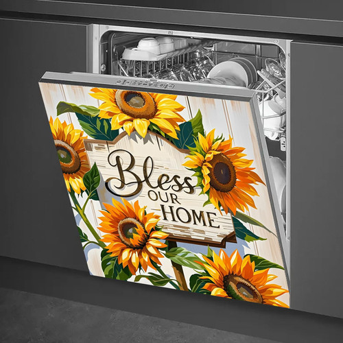 HOMETITUTE Dishwasher Magnet Cover 23x26 Inch Rustic Sunflower Pattern