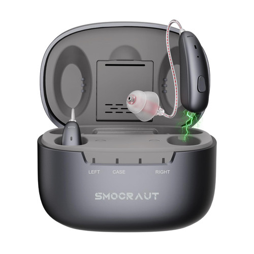 Smocraut Hearing Aids for Seniors and Adults Hearing-Loss, Rechargeable OTC Hearing Aids with Noise Cancellation and Volume Control, Superior Sound, Behind-The-Ear Invisible Hearing Amplifier