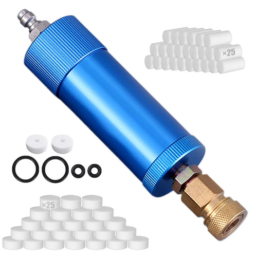 High Pressure PCP Air Filter Oil-Water Separator, 40MPa/5800Psi Inline Moisture Separator with 8mm Quick Connect, Complete Kit with 25 Filters, Sealing Rings & Gaskets for Air Compressor Pump (Blue)