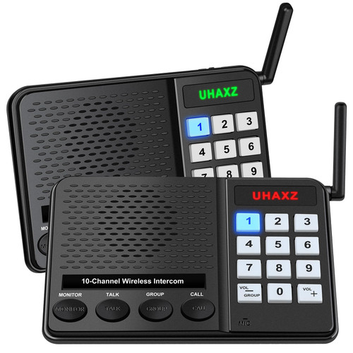 UHAXZ Wireless Intercom System for Home, 2 Pack Long Range Room-to-Room