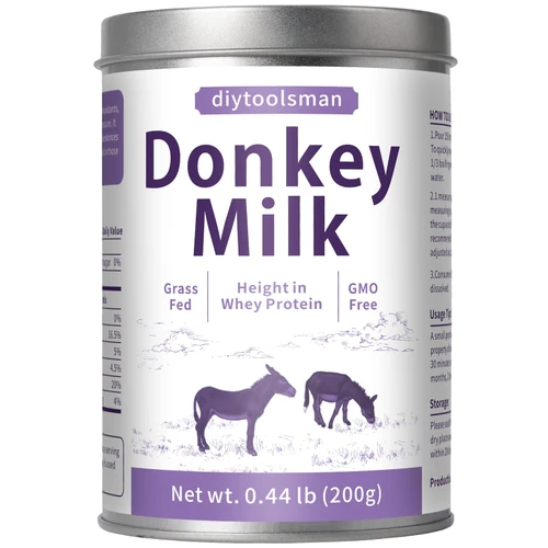 200g Donkey Milk Powder - 100% Organic Donkey Milk, Not Easy to Clump - Rich in Whey Protein, Vitamins & Minerals - Immune Booster, Easy to Digest