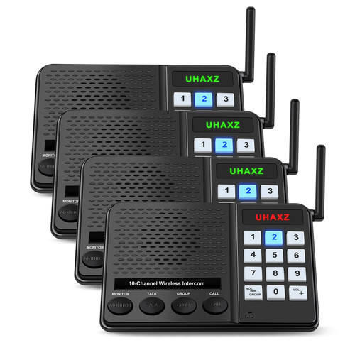 UHAXZ Wireless Intercom System for Home, 4 Pack 6000ft Long Range