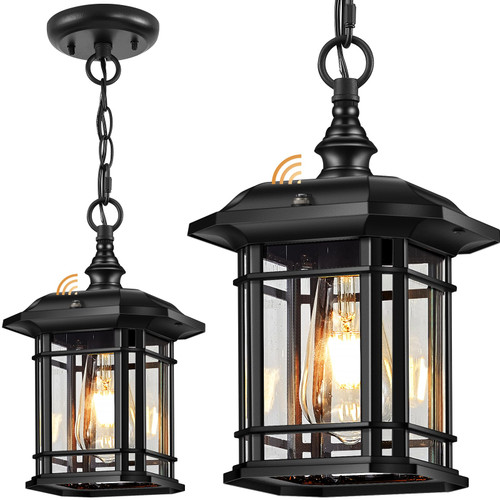 Dusk to Dawn Outdoor Pendant Lights for Porch,Easy Installation,Waterproof