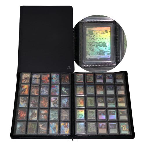 Alteagle 25-Pocket Top loader Binder, Holds 1000 Top loaders, Top Loader Card Binder Album for 3″×4″ Top Loaders – Black
