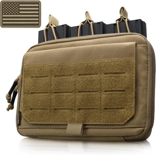 "Molle Admin Pouch of Kangaroo Style, Tactical Utility Tool Pouch with Mag/Zipper Color: Khaki"