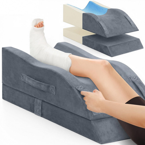 TranquilRelax Leg Elevation Pillow for After Surgery, Wedge Pillow, Grey