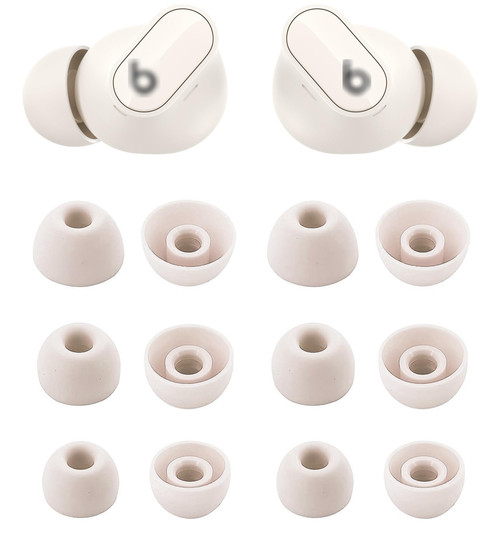 ALXCD Ear Tips Compatible with Beats Studio Buds+, S/M/L 3 Sizes 6 Pairs Soft Silicon Earbuds Replacement Tips Eartips, Compatible with Beats Studio Buds+, 6 Pairs, Ivory