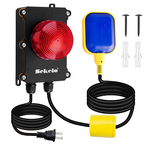 Sump Pump Alarm, High Water Alarm with 10ft Float Switch, 110dB Loud Alarm