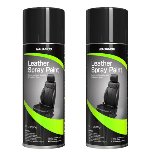 NADAMOO Black Spray Paint for Leather & Vinyl, Semi-Gloss, 2 Can